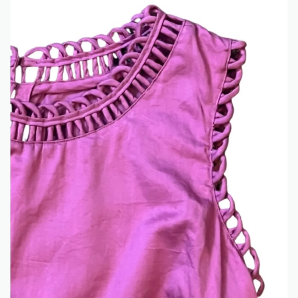Talbots Cottagecore Magenta Pink‎ Eyelet Neckline Sleeveless Shell Top